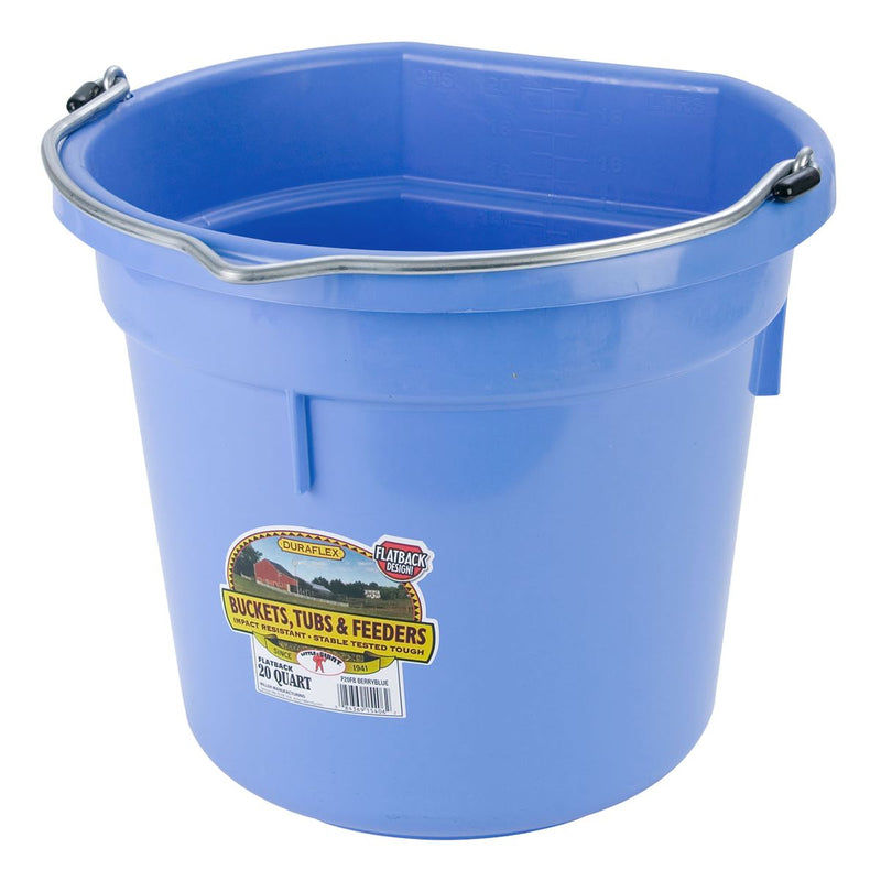 Plastic Flatback Bucket  20 Qt Berryblue