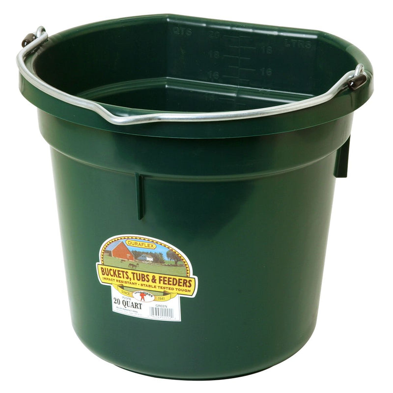 Plastic Flatback Bucket Dark Green 20qt