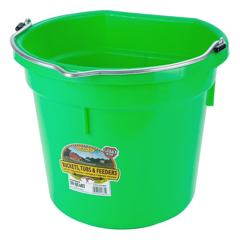 Plastic Flatback Bucket 20 Qt Lime Green