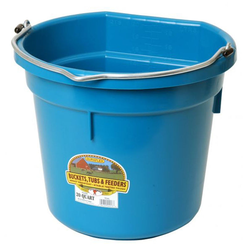 Plastic Flatback Bucket  20 Qt Teal