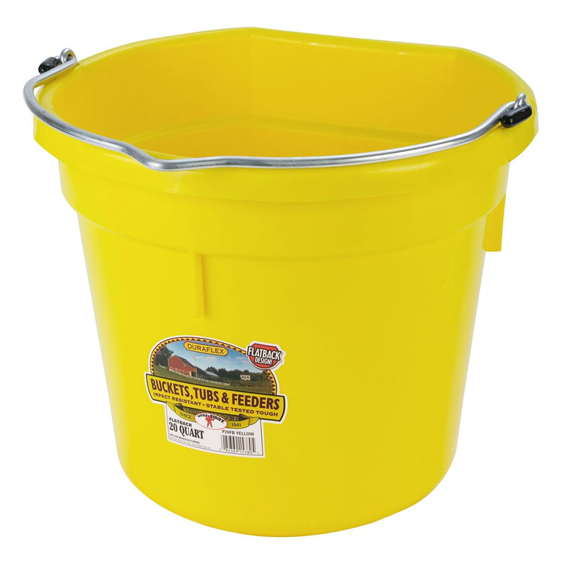 Plastic Flatback Bucket - 20 Qt Yellow