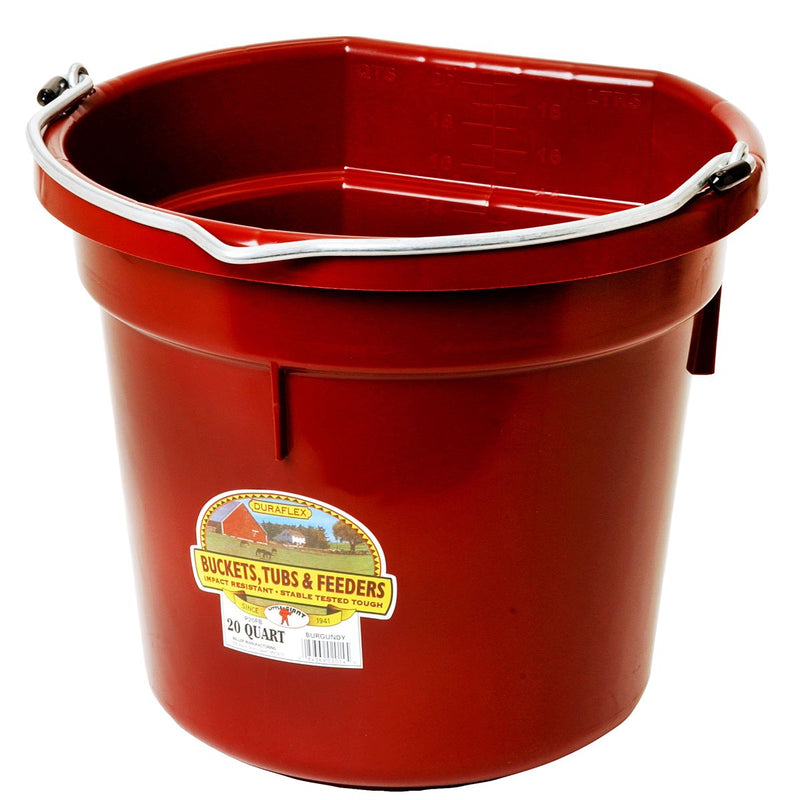 Plastic Flatback Bucket - 20 Qt Burgundy