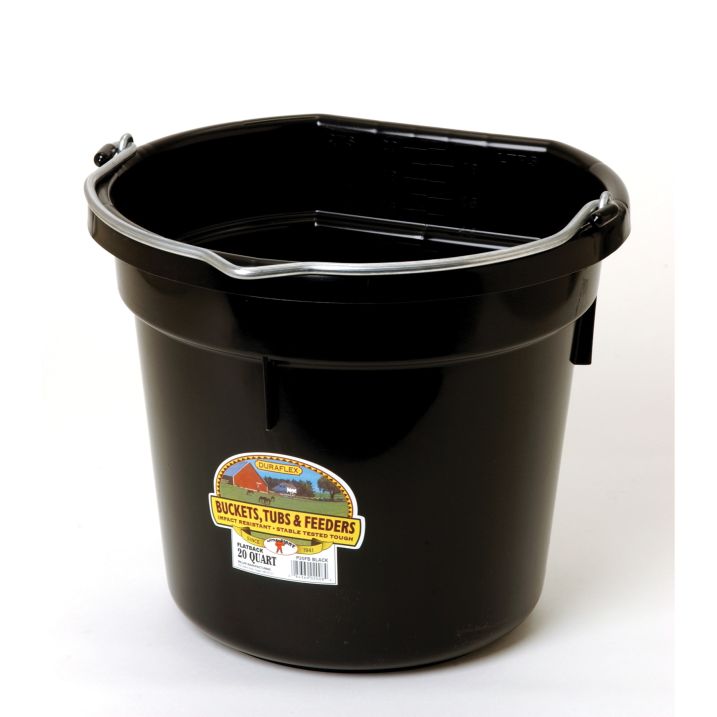 Plastic Flatback Bucket - Black - 20 Qt