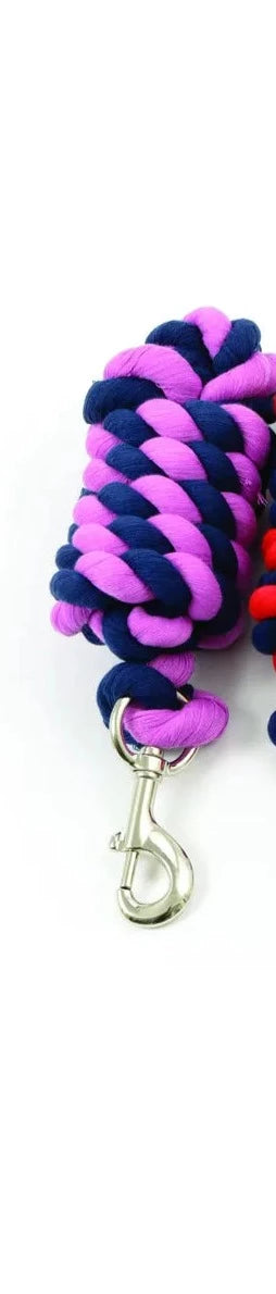 Shires Cotton Rope Lead -Pink/Navy 6ft