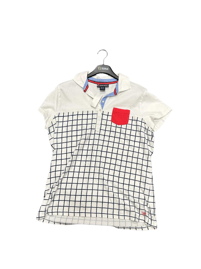 Ariat Checkered Polo - White/Navy/Red XL - USED