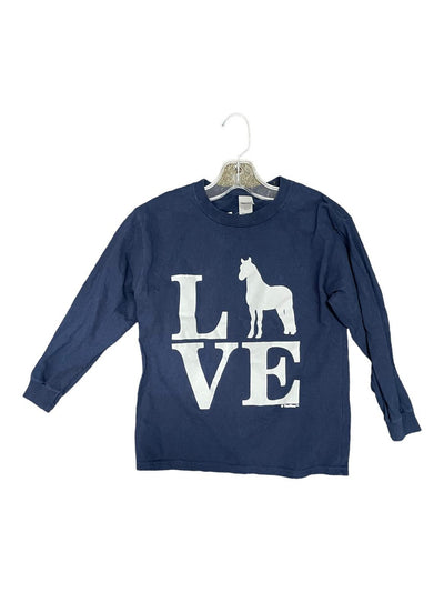 Gildan "LOVE" LS Tee - Navy/White - Youth M - USED