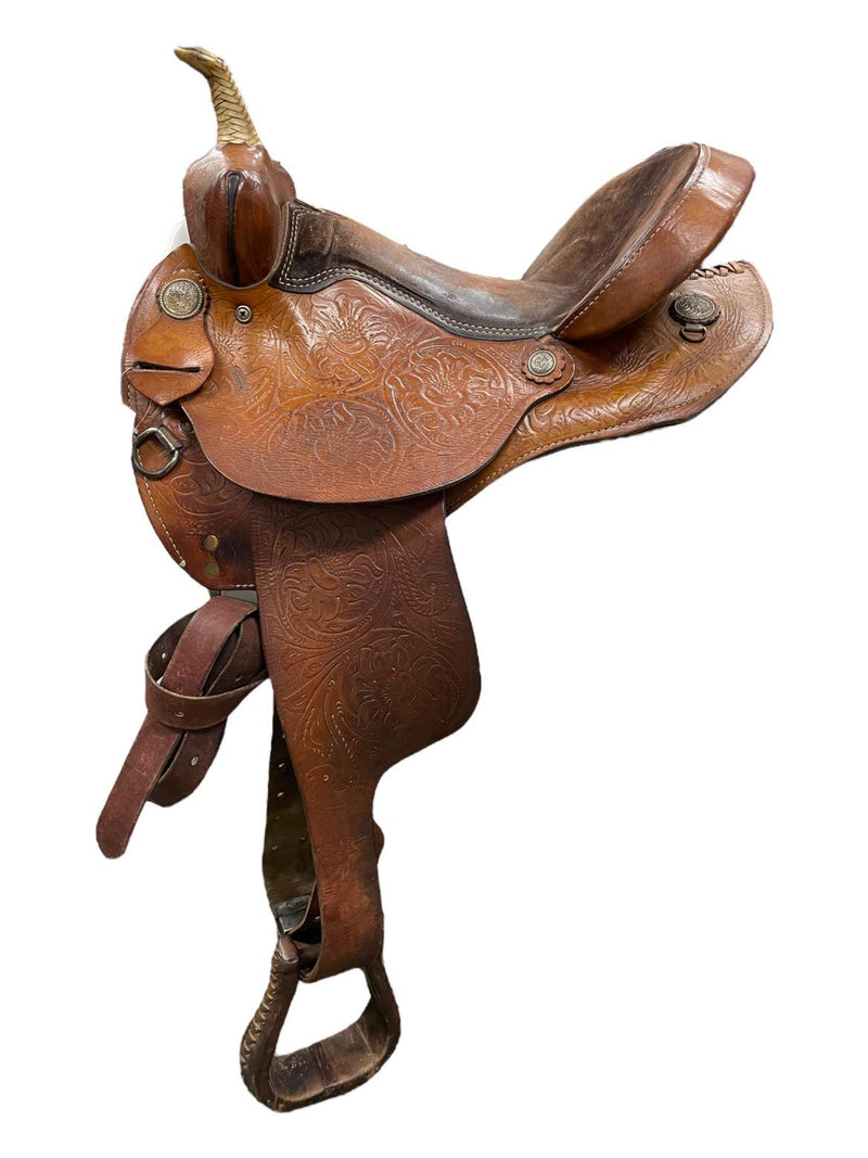 Unbranded Western Tooled Saddle - Brown 15" - USED