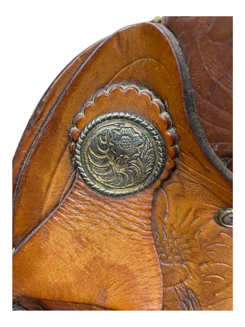 Unbranded Western Tooled Saddle - Brown 15" - USED