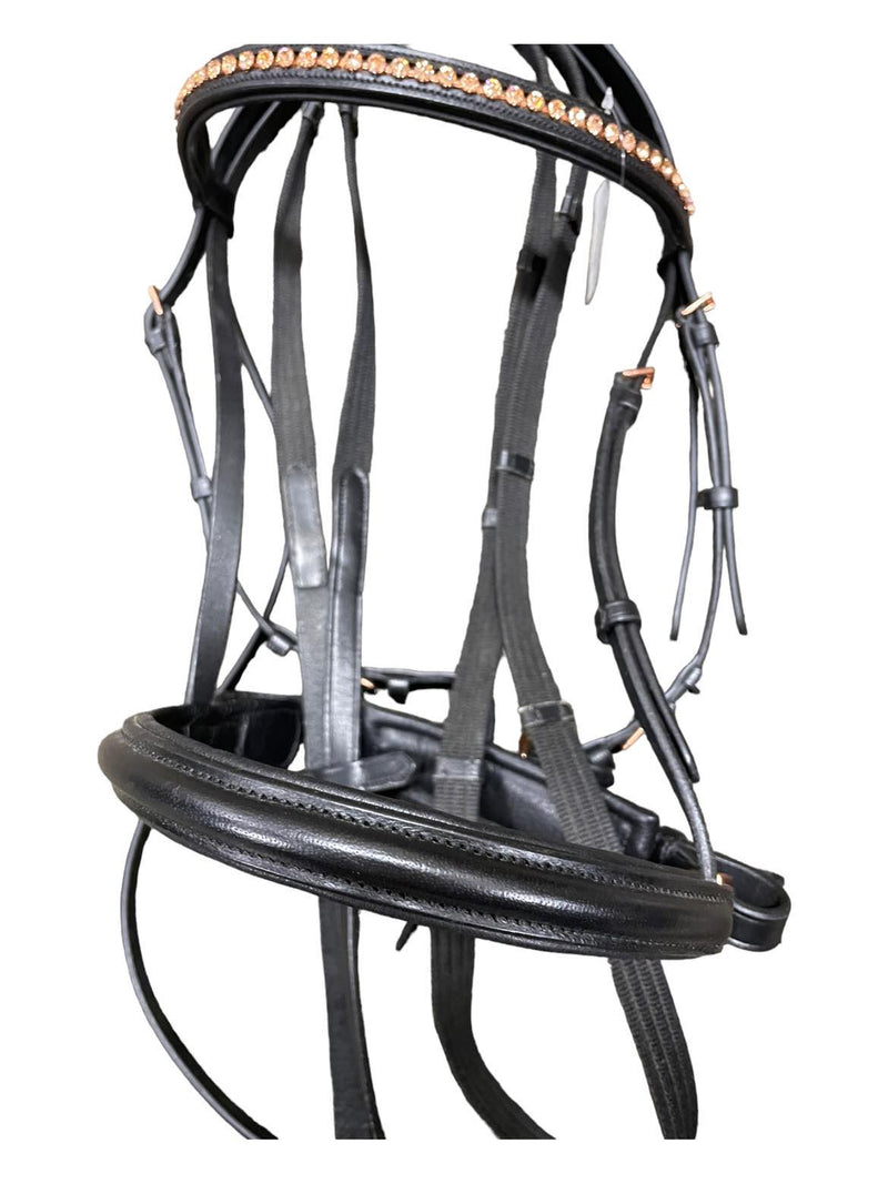 Plymouth Bridle With Reins - Black/Rose Gold - F/S - USED