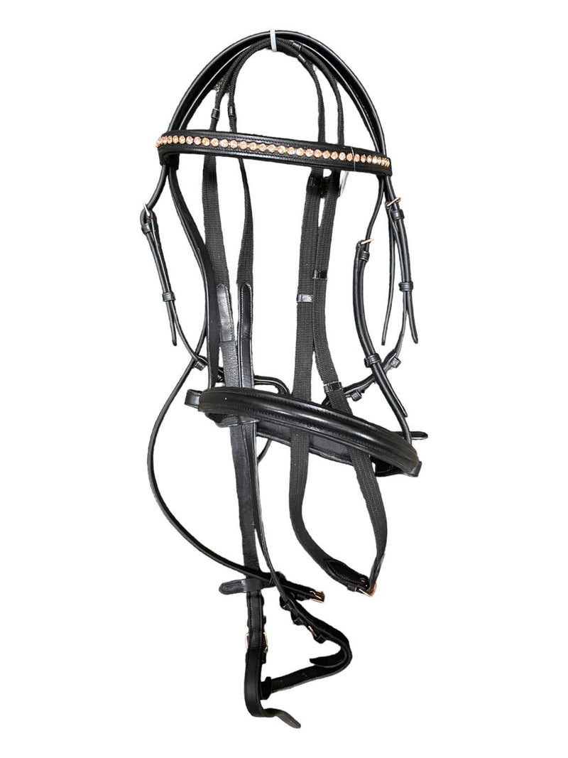 Plymouth Bridle With Reins - Black/Rose Gold - F/S - USED