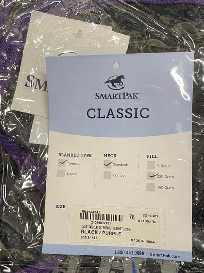 Smartpak Classic T/O Blanket 220G - Purp/Black - 78 - USED