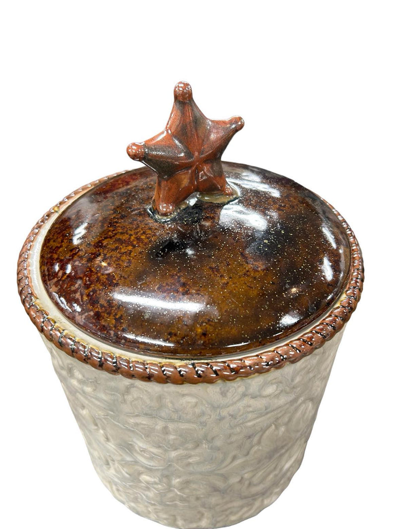 Laredo Ceramic Jar - Cream/Brown - USED