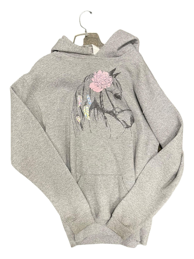 FifthSun Flower Horse Hoodie - Grey - Kids XL - USED