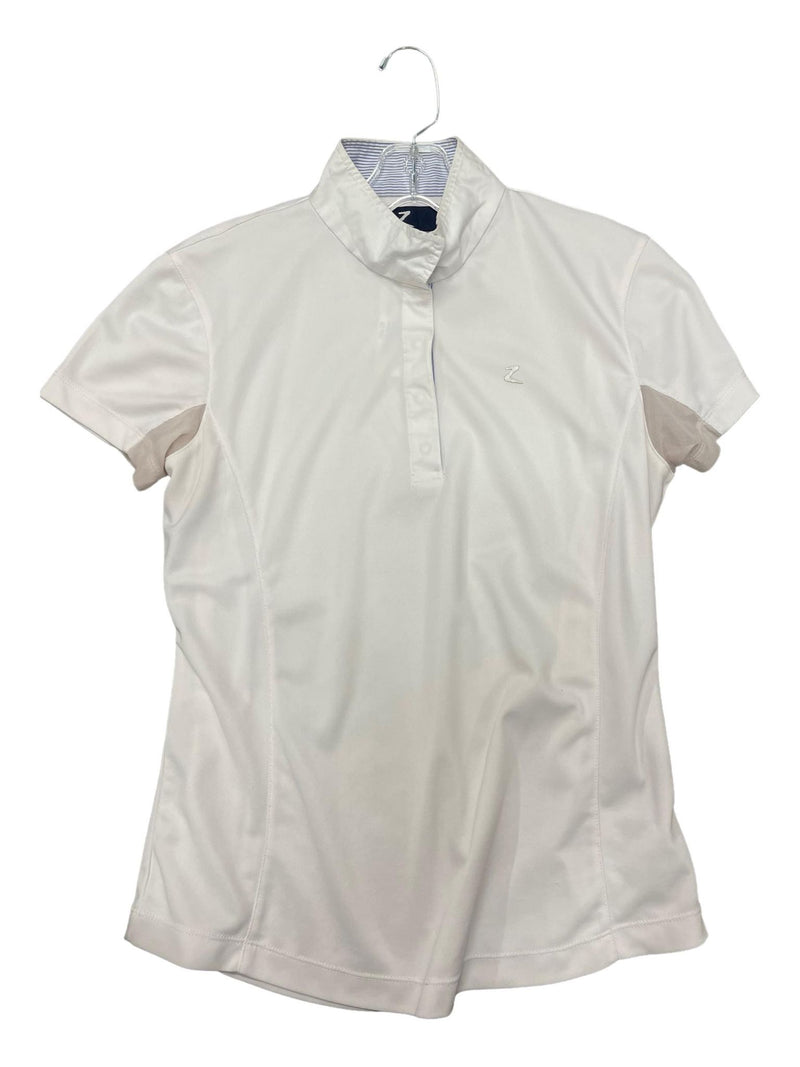 Horze SS Show Shirt - White/Blue - 10 - USED