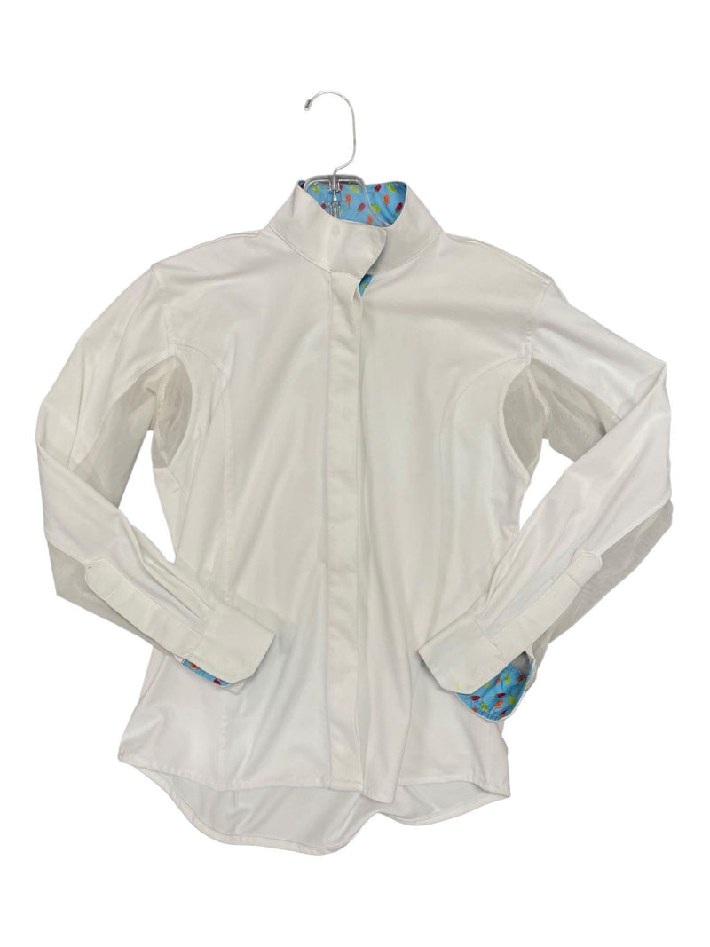 Smartpak Piper LS Show Shirt - White/Blue Fruit - Youth L - USED