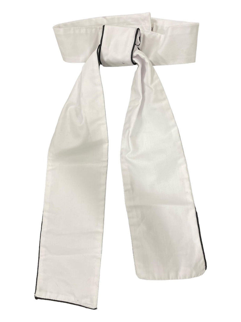 Traditional Stock Tie - White/Black Piping - USED