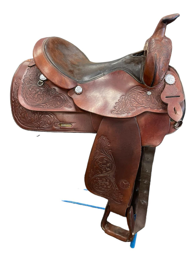 Circle Y Park & Trail Tooled Saddle - Dark Brown - 15.5" - USED