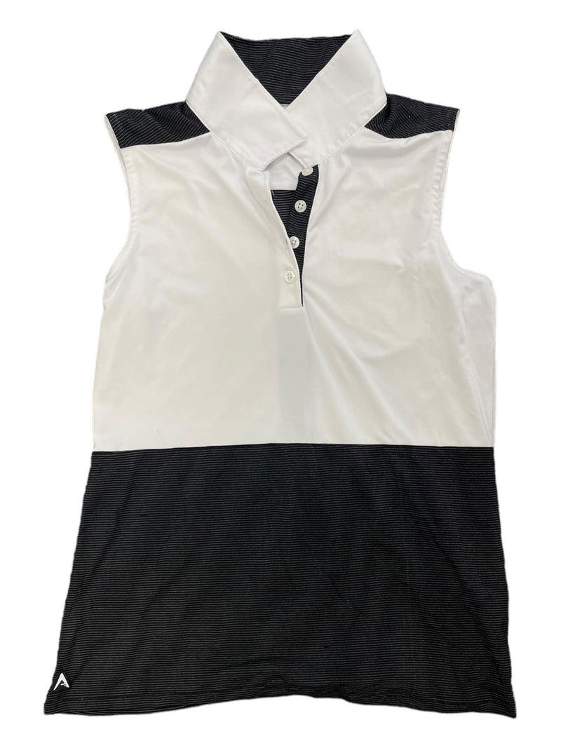 Antigua Sleeveless Polo - Black/White - M - USED