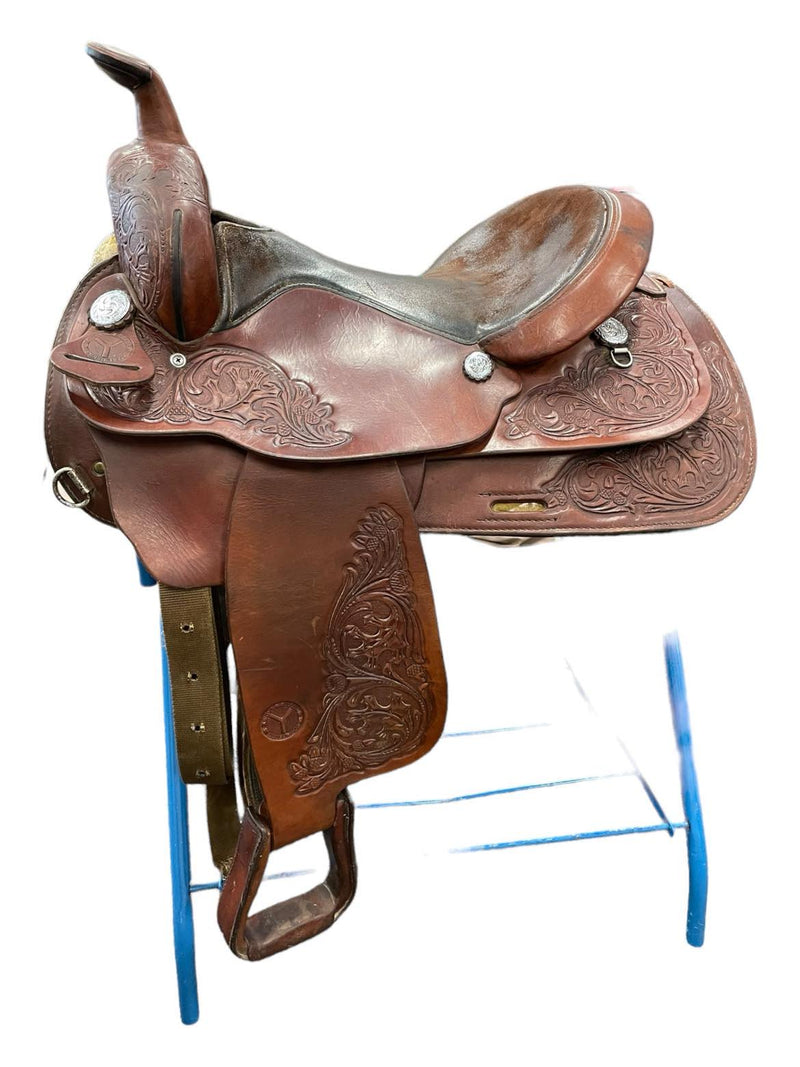 Circle Y Park & Trail Tooled Saddle - Dark Brown - 15.5" - USED