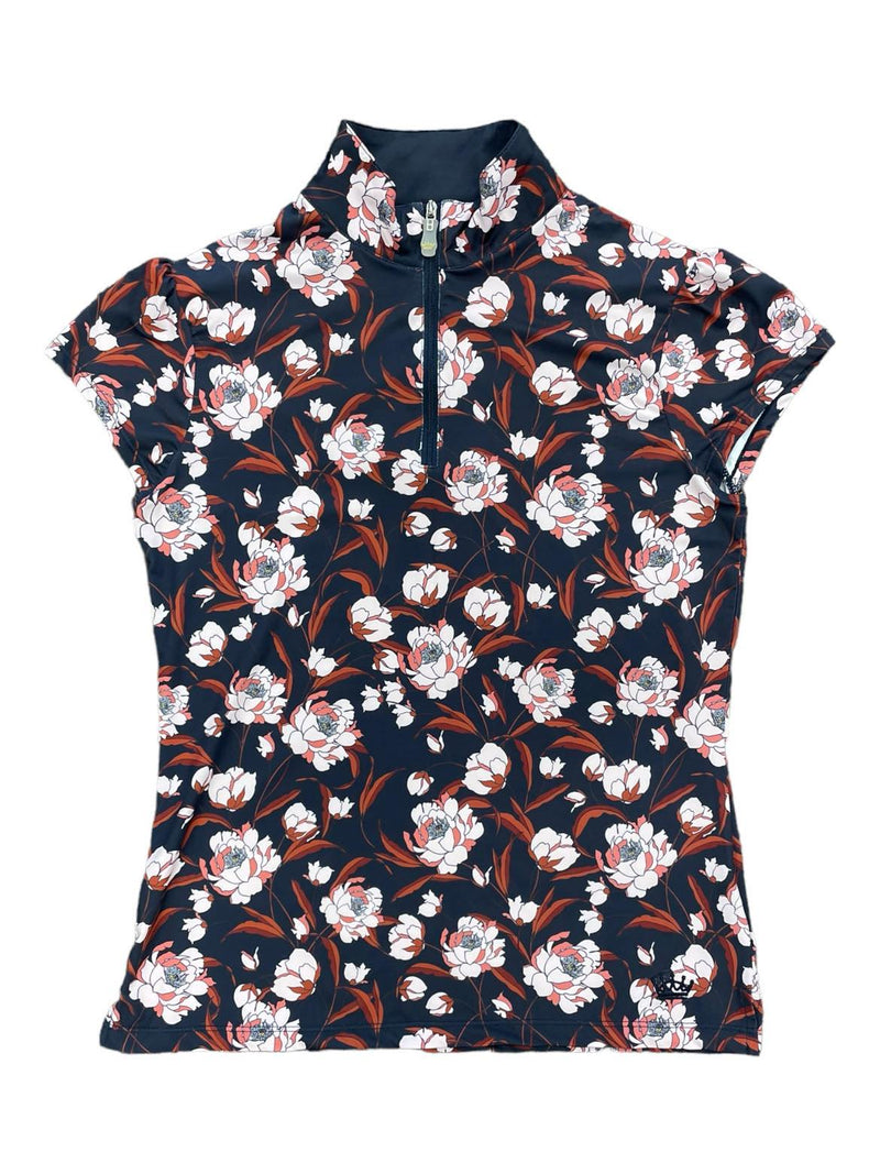 Kastel Floral SS Top - Red/Navy - M - USED