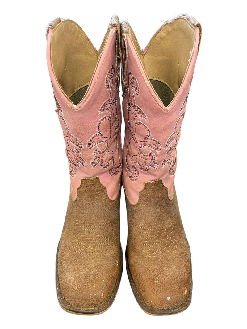 Roper Cowgirl Boots - Brown/Pink - Youth 1 - USED