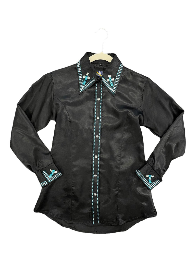 Royal Highness Western Show Shirt - Black/Teal - S - USED