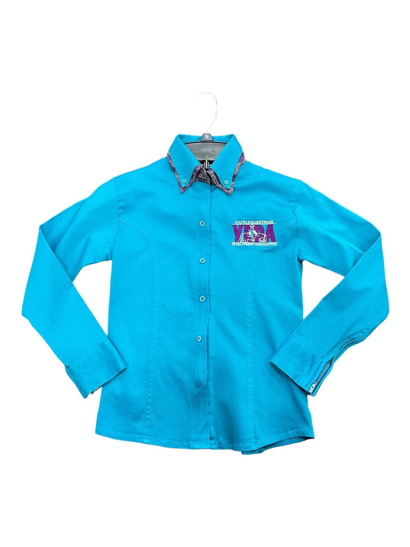 Royal Highness YEDA Western Show Shirt - Teal - Youth M - USED