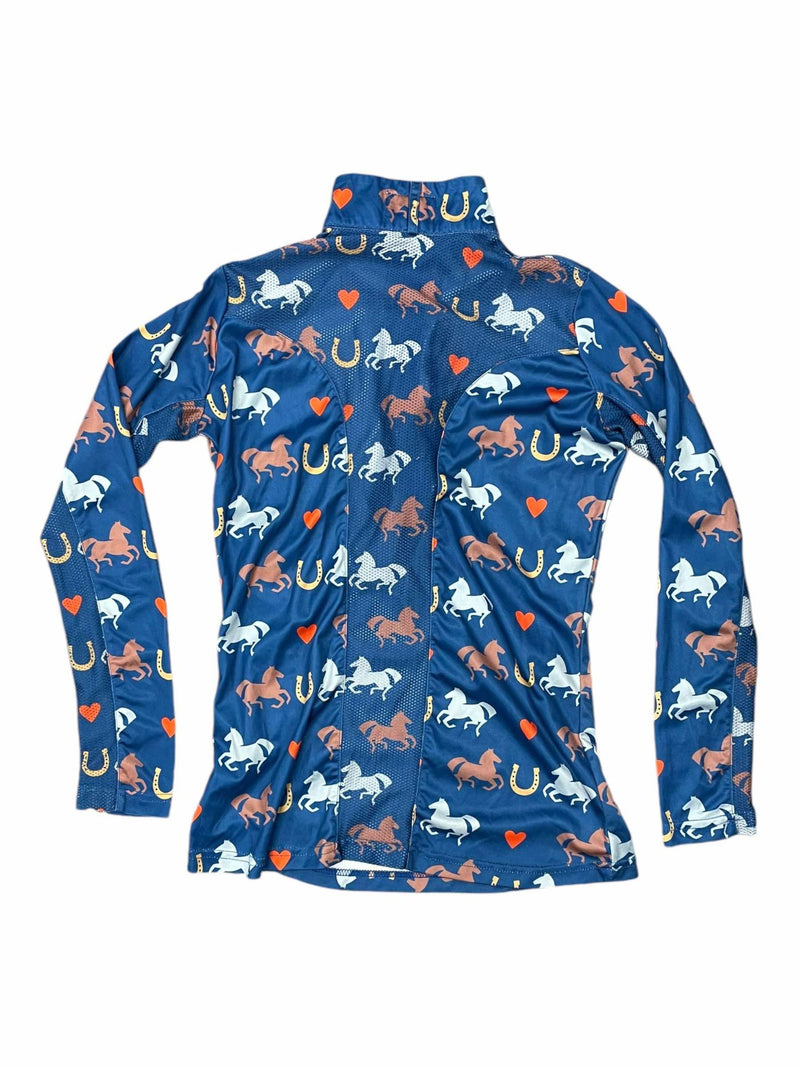 Royal Highness Sun Shirt - Blue Horses - Youth M - USED