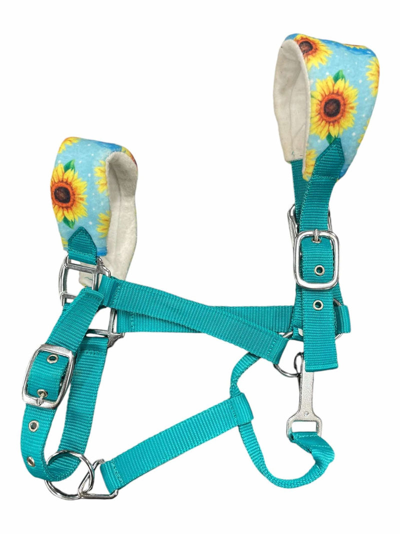 Nylon Halter - Teal/Sunflowers - F/S - USED