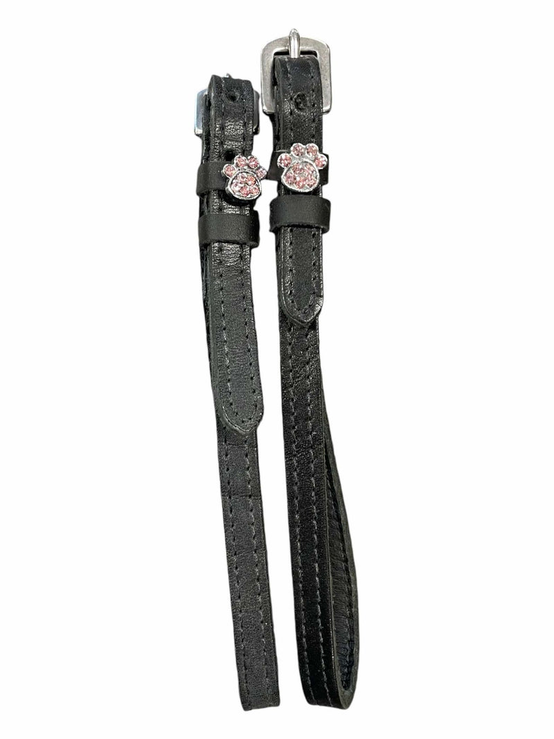 Paw Print Spur Straps - Black/Pink - 17" - USED