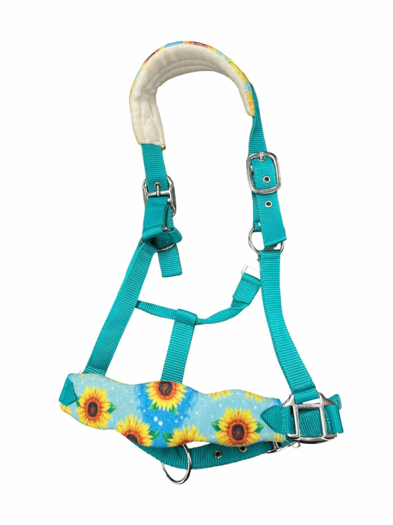 Nylon Halter - Teal/Sunflowers - F/S - USED