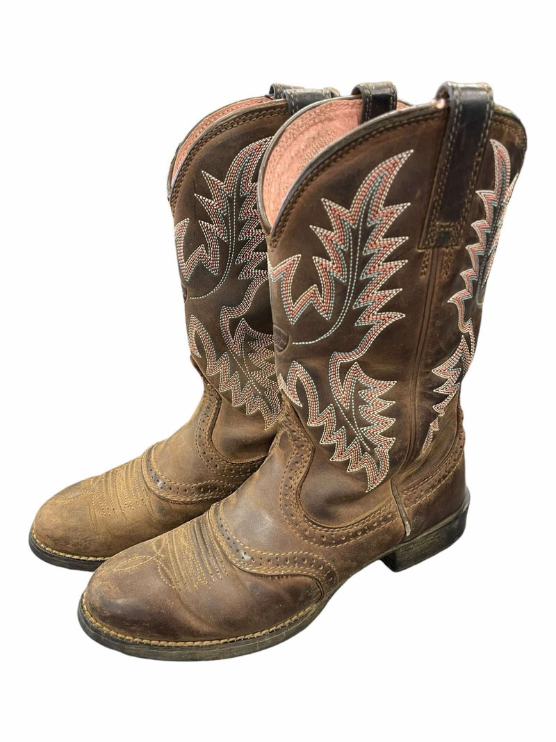 Ariat Western Boots - Brown/Multicolor Stitching - 6.5B - USED