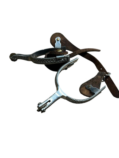 Engraved Western Spurs with Straps - Brown - USED