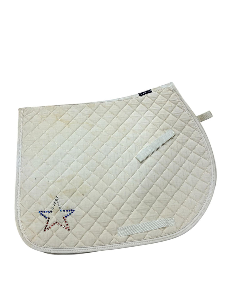 Hand Bedazzled Saddle Pad - USA Star/White - USED