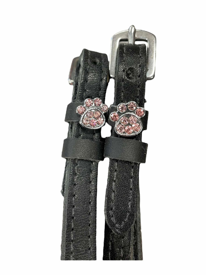 Paw Print Spur Straps - Black/Pink - 17" - USED