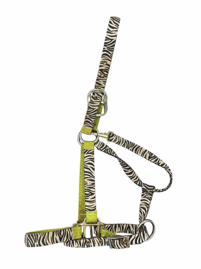 Red Haute Horse Halter - Green/Zebra - Est. F/S - USED