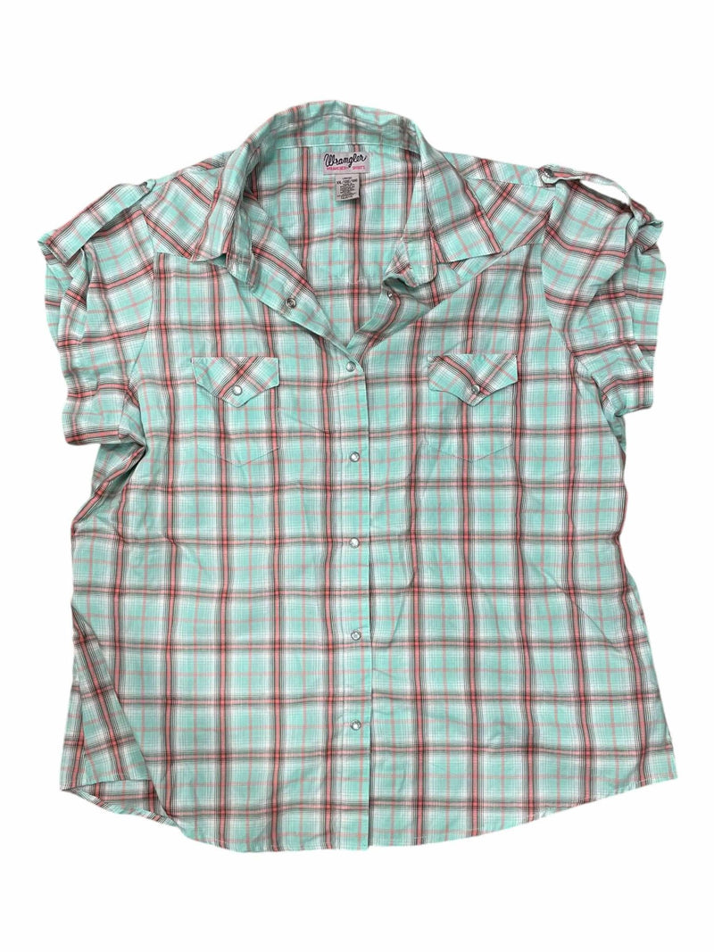 Wrangler Plaid SS Top - Mint Blue - XXL - USED