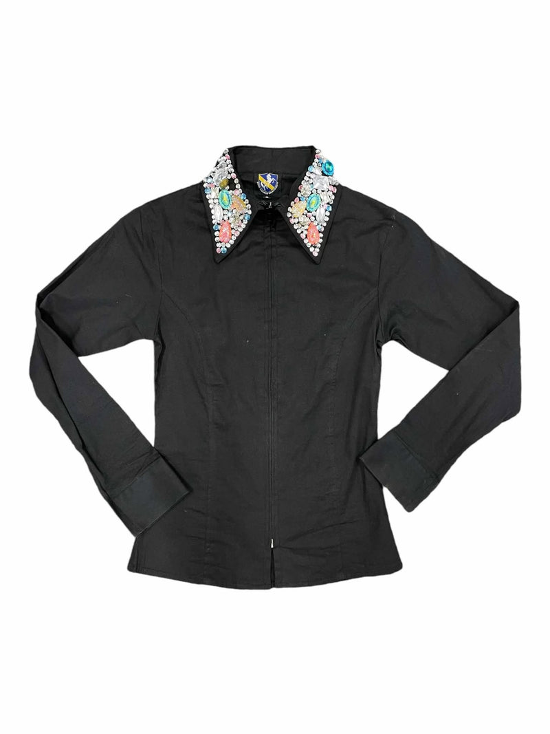 Royal Highness Western Show Shirt - Black/Bling - Youth S - USED