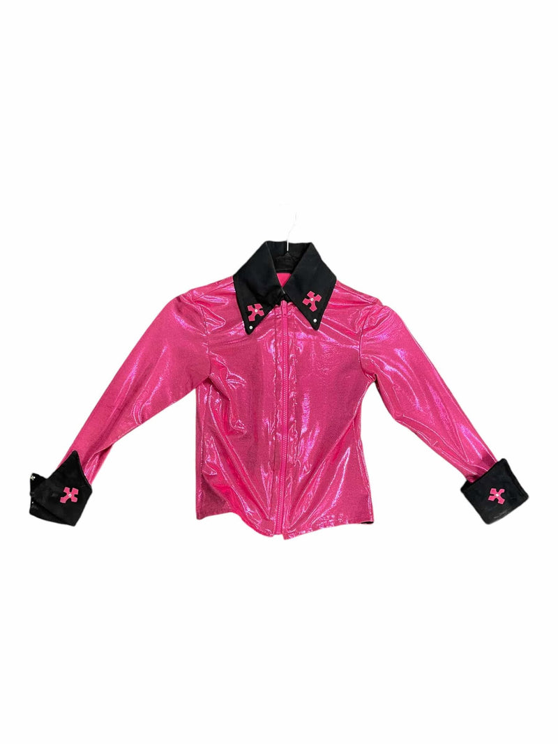 Western Show Shirt/Vest Combo - Pink/Black - Est. Youth S - USED