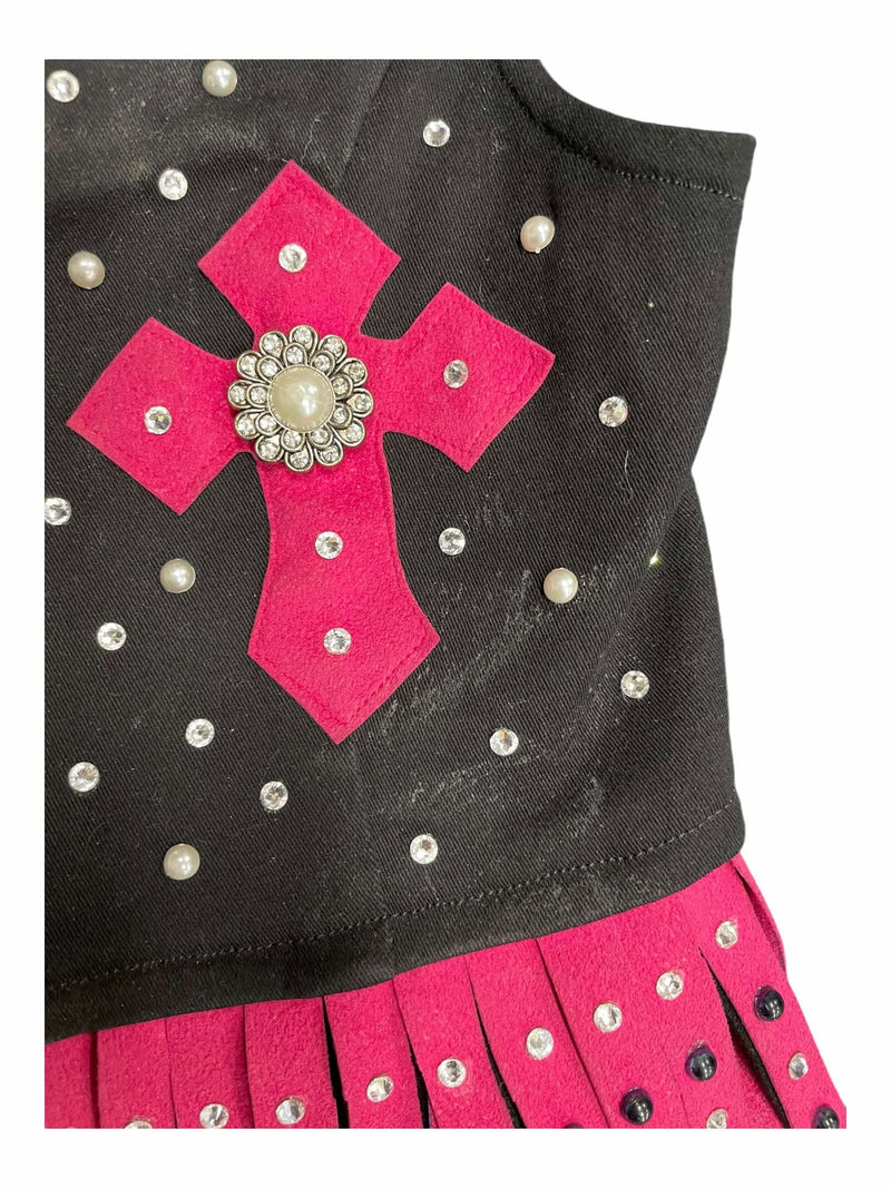 Western Show Shirt/Vest Combo - Pink/Black - Est. Youth S - USED