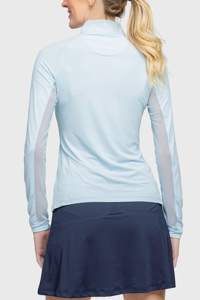 Kastel Long Sleeve Hamptons Blue Solid W/Silver 1/4 Zip Shirt