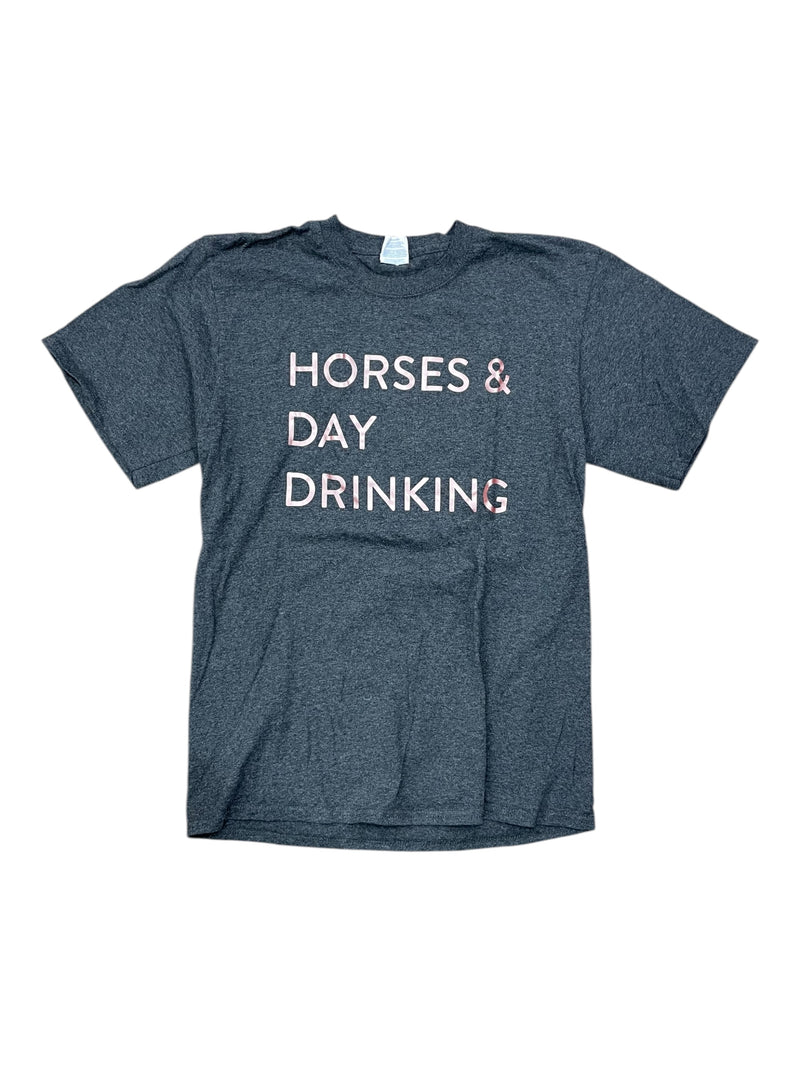 Horses & Day Drinking Tee - Grey/Pink - M - USED