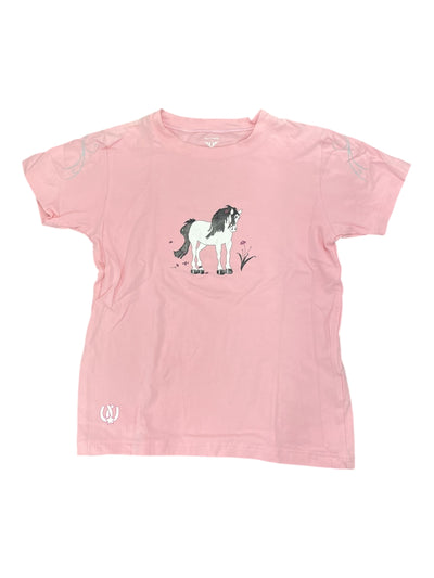 Tuffrider SS Tee - Pink/Horse - Youth L - USED