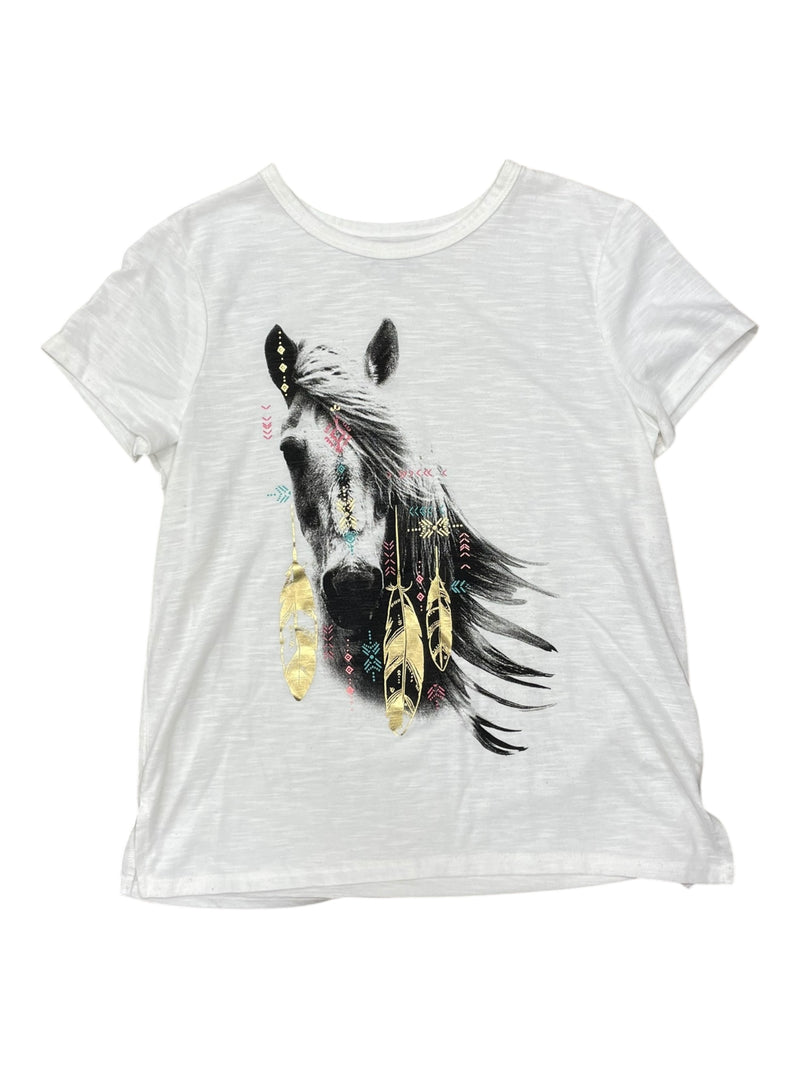 Horse Tee - White/Black - Youth L (10/12) - USED