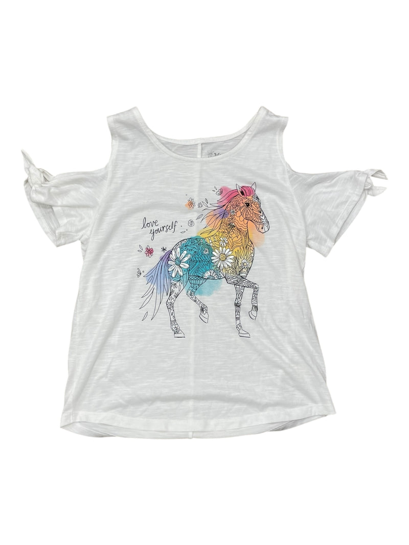 Horse Tee - White/Rainbow - Youth L (10/12) - USED