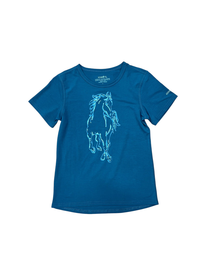 Kerrits SS Horse Tee - Blue - Youth L - USED