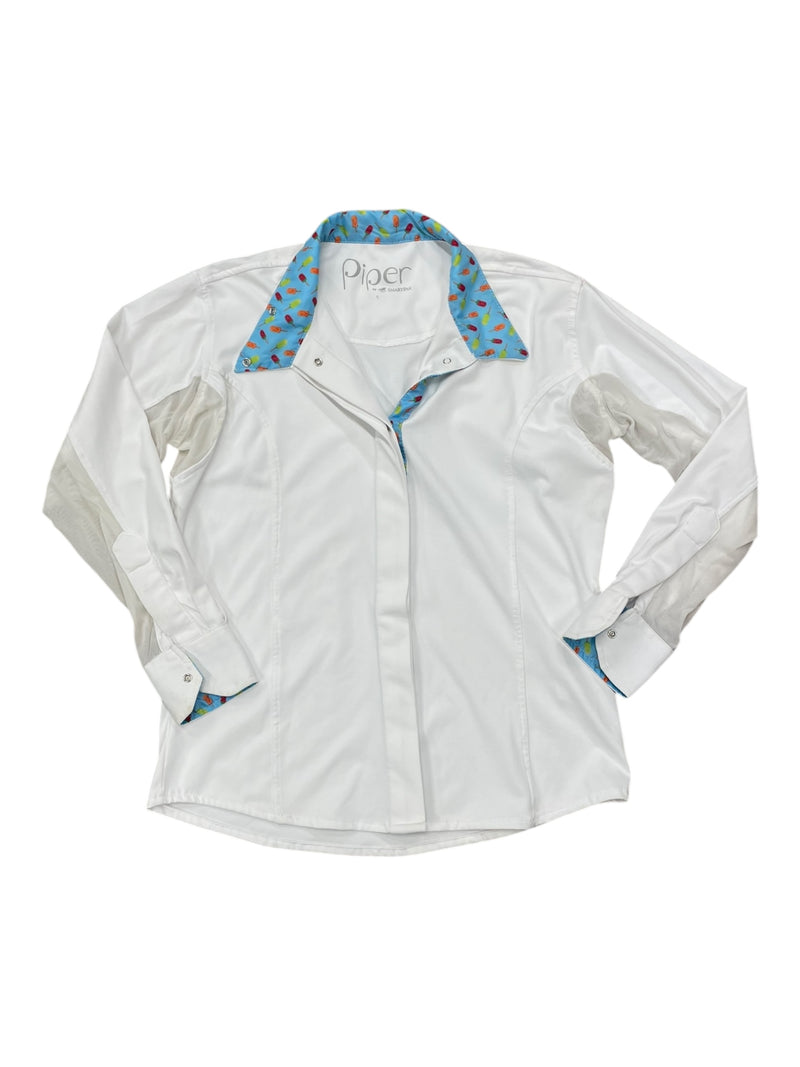 Piper LS Show Shirt - White/Popsicle - Youth S - USED