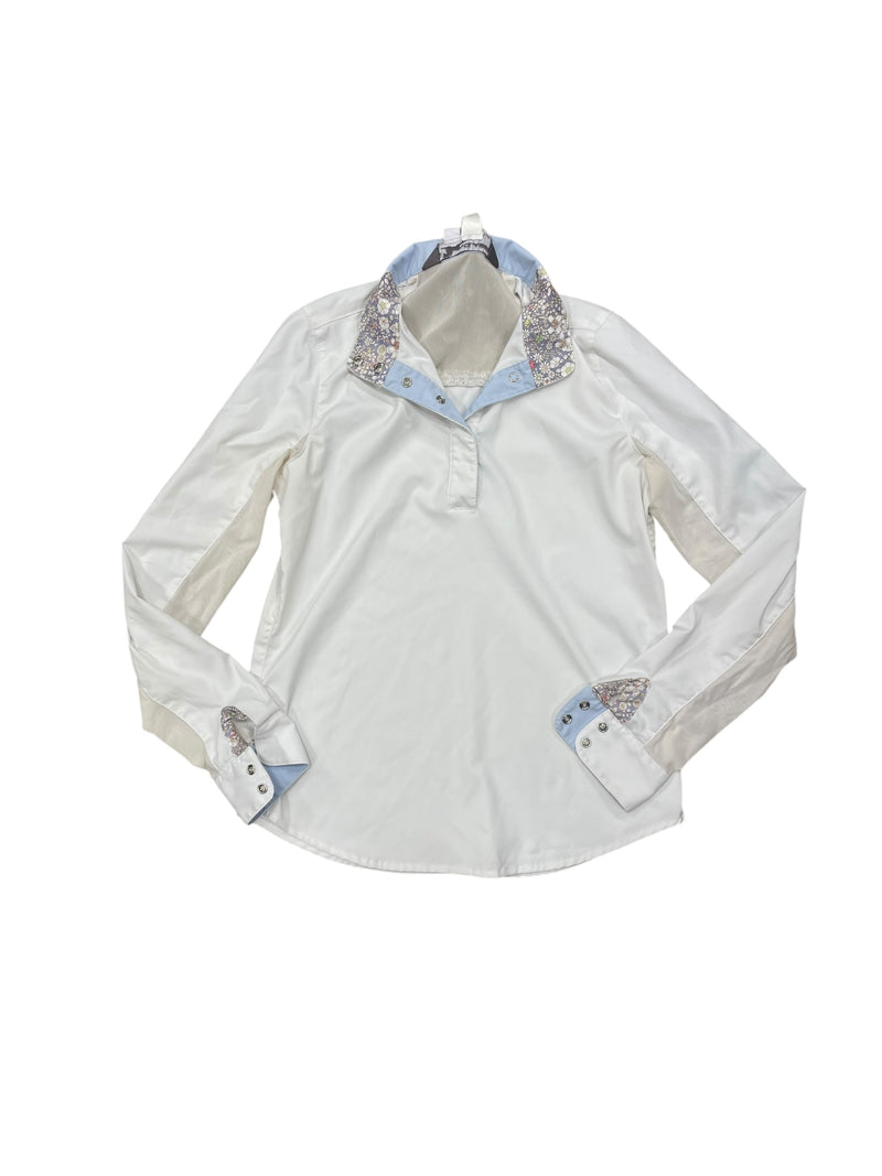 RJ Classics LS Show Shirt - White/Blue Collar - Youth L - USED