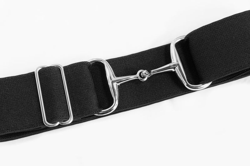 Black - 2" Silver Snaffle Elastic Belt