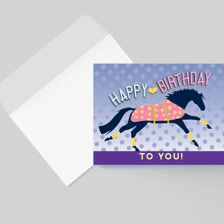 Horse Hollow Press Birthday Card - Horse In Pink Blanket